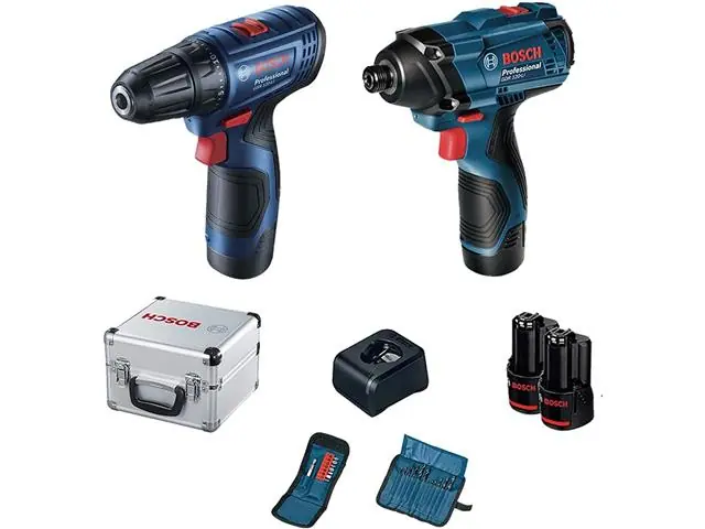 Kit Bosch Parafusadeira GSR e Chave de Impacto GDR 2 Baterias e Maleta