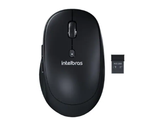 Mouse Intelbras Sem Fio MSI100 6 Botões 2.4GHz USB Pilha Inclusa Preto