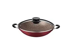 Panela Wok Tramontina Paris Antiaderente Vermelha Tampa de Vidro 32CM - 1