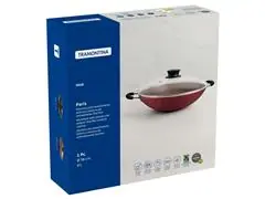 Panela Wok Tramontina Paris Antiaderente Vermelha Tampa de Vidro 36CM - 3