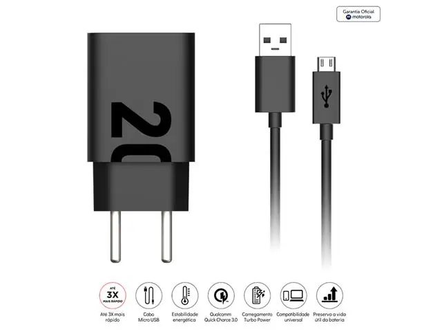 Carregador de Parede Motorola Turbo Power 20W Micro USB