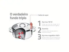 Caçarola Tramontina Solar Rasa em Inox com Tampa e Alças 24CM - 3