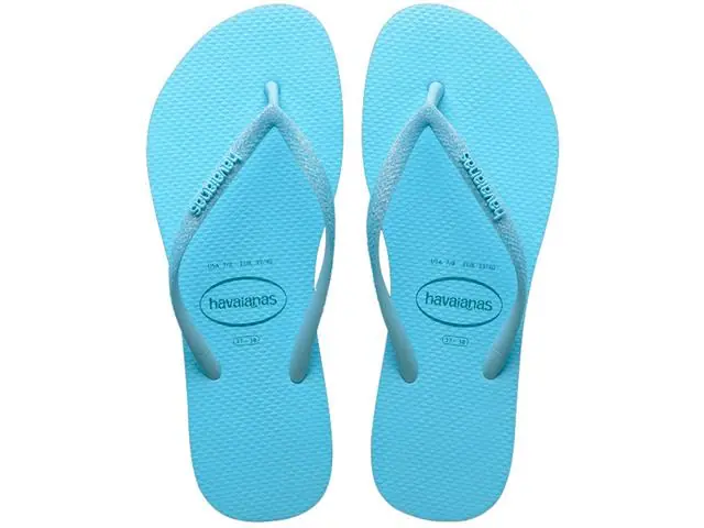 Chinelo Havaianas Slim Glitter Neon Azul Water