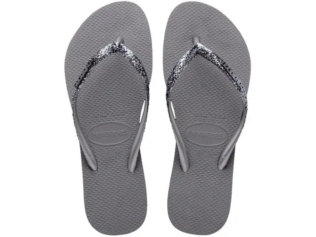 Chinelo Havaianas Slim Glitter II Cinza Aço