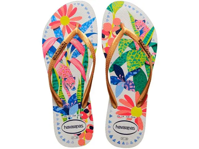 Chinelo Havaianas Slim Tropical Branco Azul