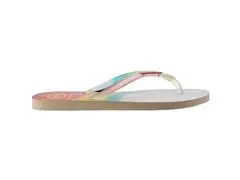 Chinelo Havaianas Slim Metallic Rainbow Bege Palha - 4