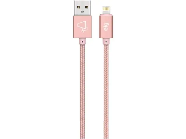 Cabo Lightning ELG Flat em Tecido Sincronização/Recarga 1M Rosé Gold