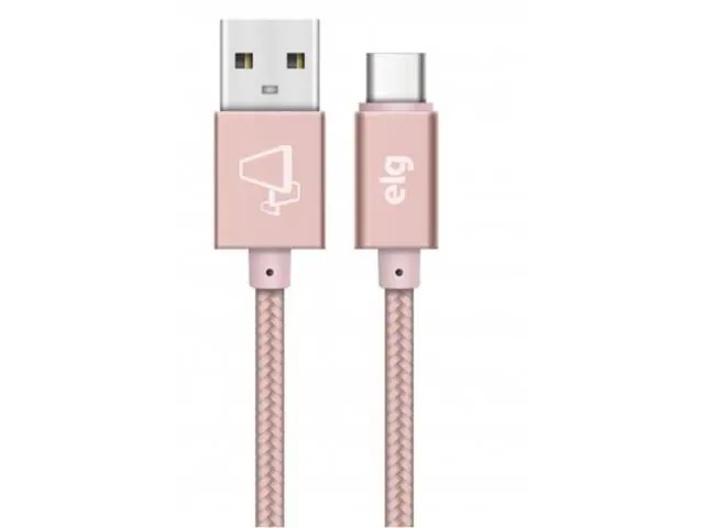 Cabo Nylon ELG TC10BRG USB Tipo-C de Recarga e Sincronização Rosé Gold