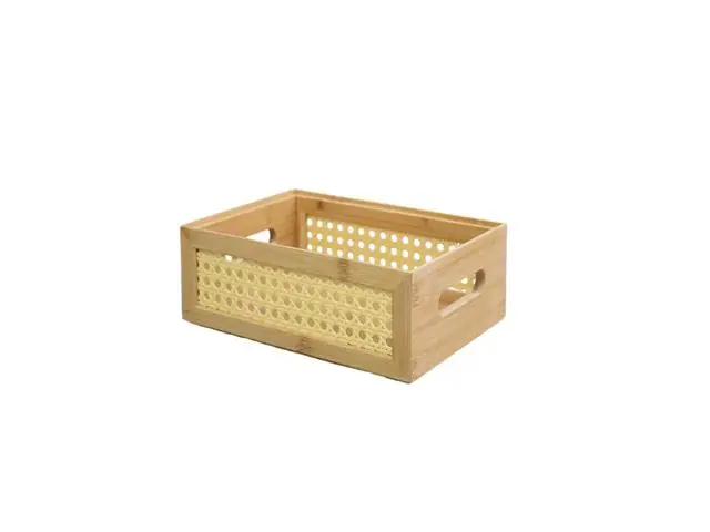 Caixa Organizadora Oikos Empilhável de Bambu e Palhinha 24cm