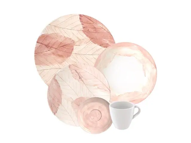 Aparelho de Jantar Tramontina Rosé em Porcelana Decorada 20 Peças