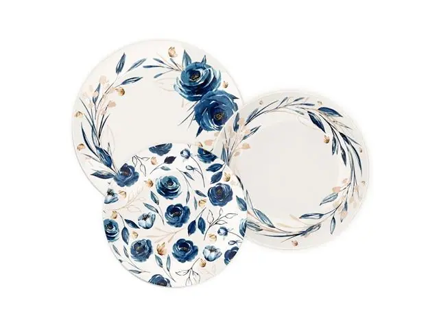 Jogo de Pratos Tramontina Ana Flor em Porcelana Decorada 18 Peças