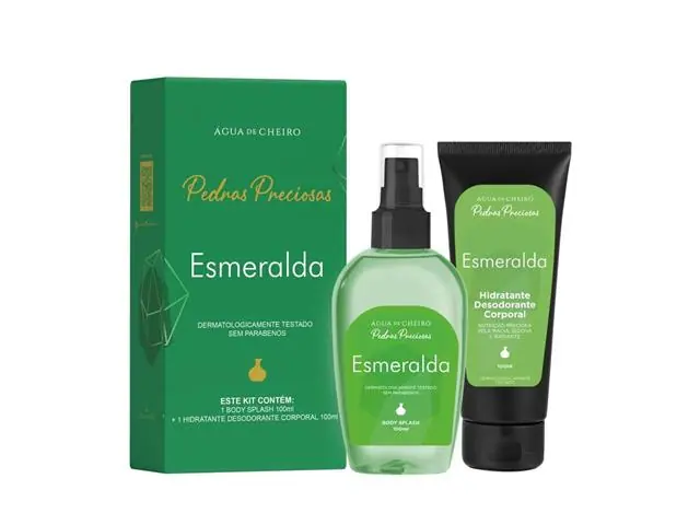 Kit Pedras Preciosas Esmeralda (Body Splash 100ml + Body Lotion 100ml)