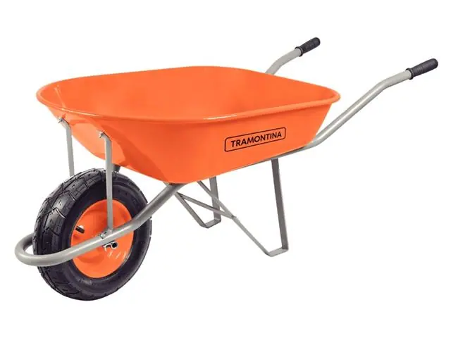 Carrinho de Mão Tramontina c/Caçamba Extrafunda Metálica Laranja 80L