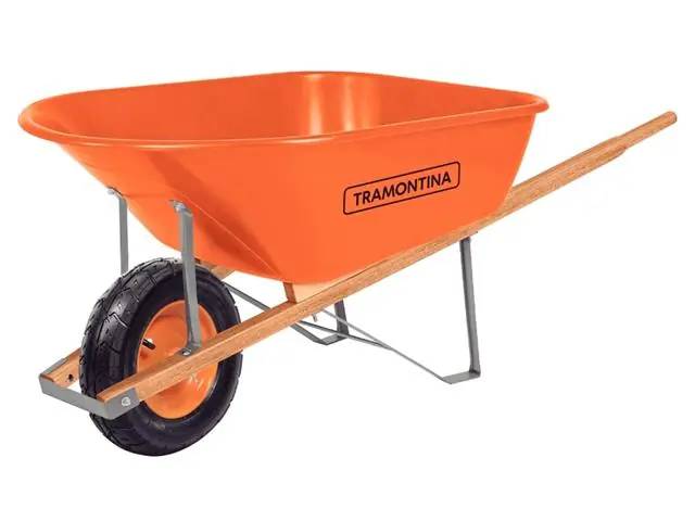 Carrinho de Mão Tramontina c/Caçamba Extrafunda Plástica Laranja 110L