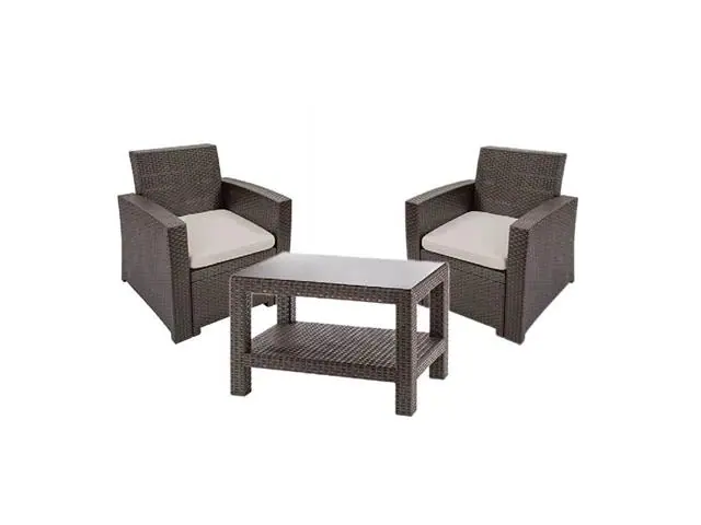 Conjunto Stillo Home Tavarua Ratan 3 peças Marrom