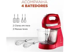 Batedeira Bella Massa Mondial Vermelha/Inox 500W - 3