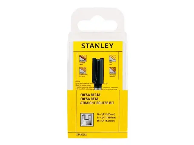 Fresa Reta Stanley 3/8 X 3/4 [9,52 X 19,05mm] Haste de 1/4 [6,35mm]