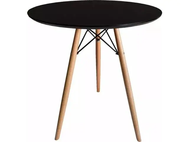 Mesa Empório Tiffany Eames Dsw Tampo Redondo Mdf Preto 90Cm