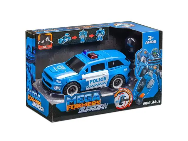 Carrinho Transformável Megaformers Guardian Polícia Azul Multikids