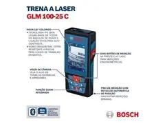 Trena laser Bosch GLM 100-25 C alcance 100m com Bluetooth - 5