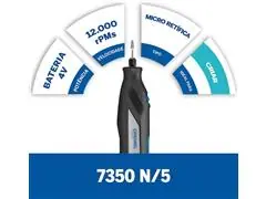 Retífica Dremel Bosch 4v à Bateria 7350 BIVOLT DREMEL com 5 acessórios - 1