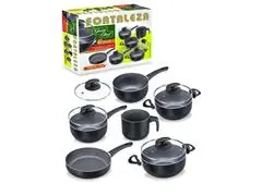 Conjunto 6 Peças Fortaleza Gran Chef com Tampa Vidro Black