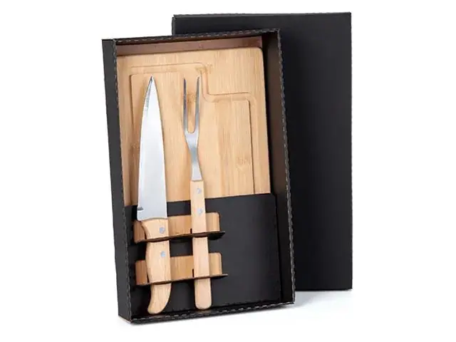 Kit para Churrasco em Bambu/Inox 3 Peças