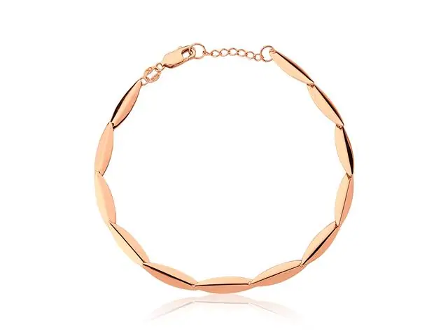 Pulseira Prata 925 Coliseu Banho Rosé Formato Navetes