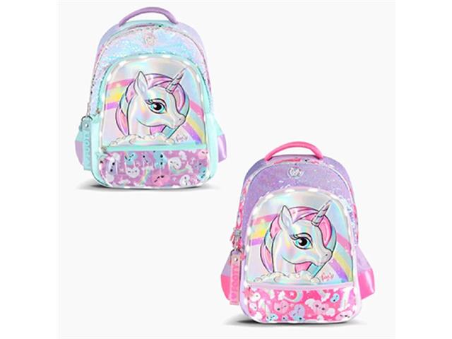 Mochila FOOTY Unicornios espalda 18" c/ luz led