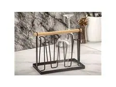 Suporte Vertical Mesa Decorativo Luxo Taça Marrom até 6 Copos - 2