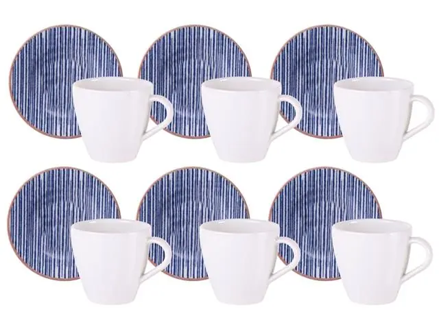 Kit Xícara e Pires de Cappuccino Tramontina Abstratta Porcelana 12Pçs