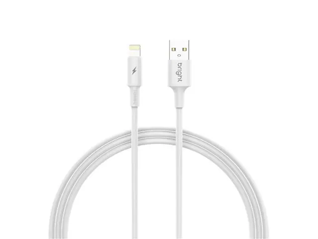 Cabo USB Lightning Elasticidade Bright CB003 2A Branco 1 Metro