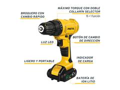 Taladro inalámbrico 3/8', 12 V, Pretul - 3