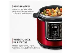 Panela de Pressão Elétrica Digital 6L Mondial Vermelho/Inox 1000W - 2