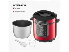 Panela de Pressão Elétrica Digital 6L Mondial Vermelho/Inox 1000W - 6