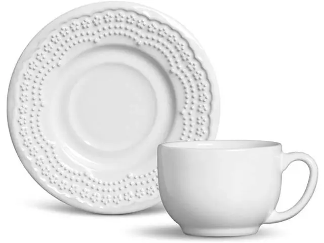 Conjunto Porto Brasil com 6 Xícaras de Chá Madeleine Branco