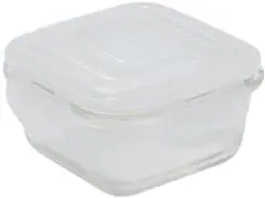 Pote de Vidro com Tampa Oikos Transparente Quadrado Raso 320ml - 1