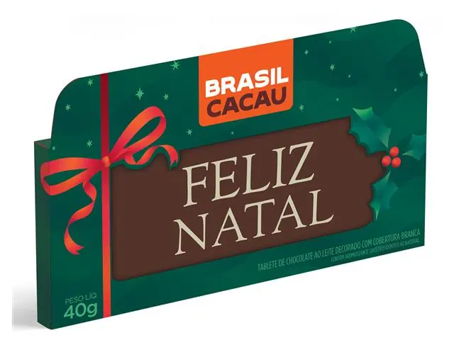 Chocolate Brasil Cacau Tablete Feliz Natal 40G