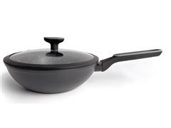 Wok Antiadherente Carol Negro efecto granito 26 cm con Tapa de Vidrio - 0