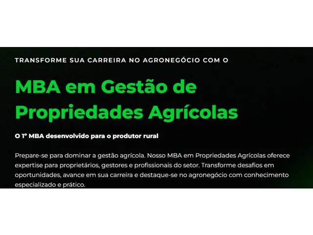 MBA em Gestão de Propriedades Agrícolas no Agronegócio