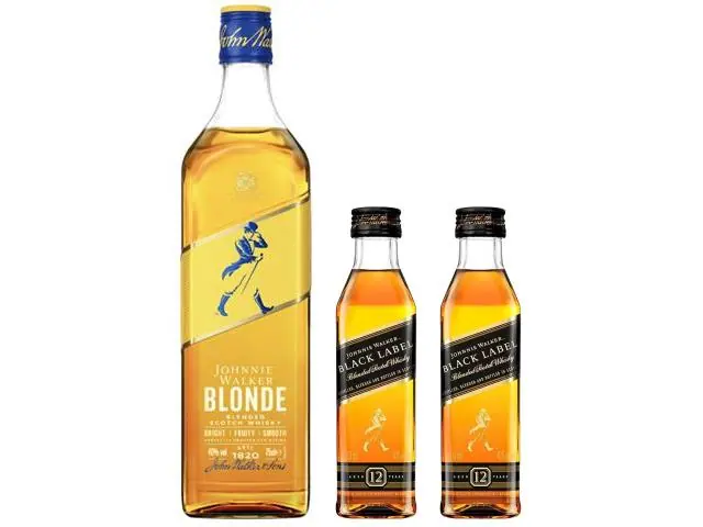 Compre Whisky Johnnie Walker Blonde 750ml e Ganhe 2 Black Label 50ml