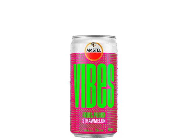 Bebida Mista Amstel Vibes Punch Strawmelon Lata 269ml Pack 6 Unidades