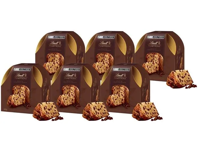 Combo 6 Unidades Panettones Lindt Gotas de Chocolate Amargo 400G