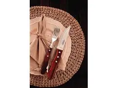 Garfo Jumbo Tramontina Churrasco Inox e Cabo Polywood Vermelho - 3