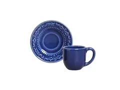 Conjunto 6 Xícaras de Café com Pires Porto Brasil Acanthus Azul Navy - 0