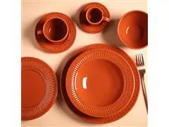 Conjunto 6 Pratos Fundo Porto Brasil Daisy Cantaloupe - 3