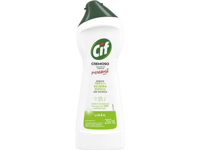 CIF Cremoso Limpeza Milagrosa Remove 100% da Sujeira Limão 250ML