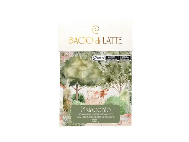 Caixa Bombom Chocolate ao Leite com Recheio de Pistache 132g