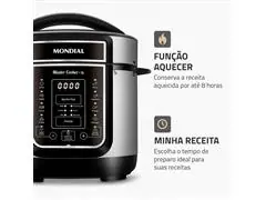 Panela de Pressão Elétrica Mondial, Master Cooker 700W 3L Preto 110V - 5