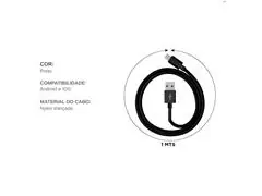 Carregador Cabo Tipo C Carga Rápida Turbo 1 Metro Reforçado Gadnic - 4